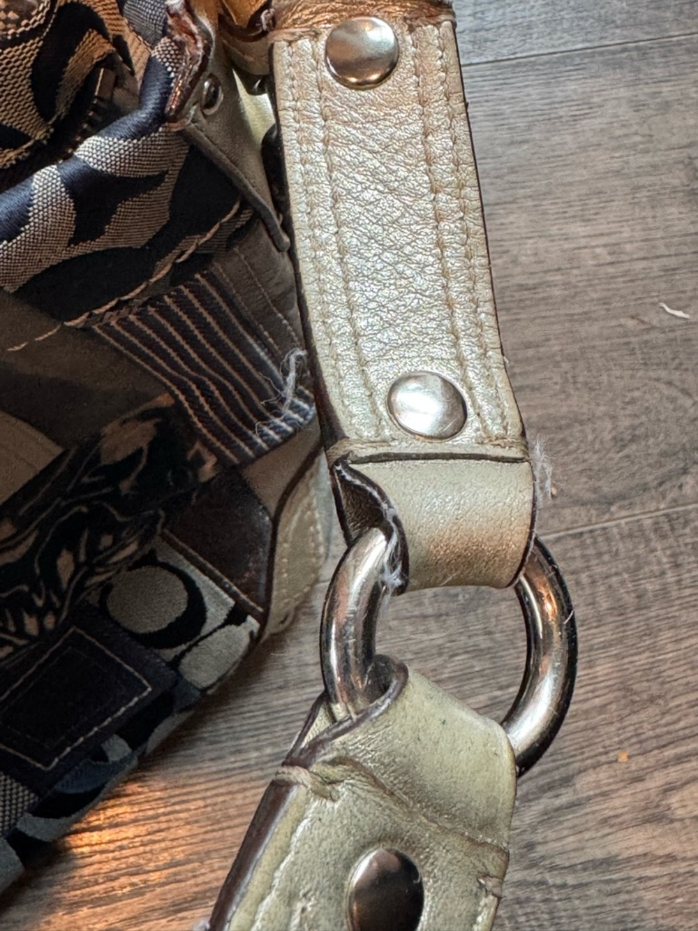 Coach Rare Y2K Denim Patchwork Hobo Purse Shoulder Bag F13720 - Picture 9 of 16